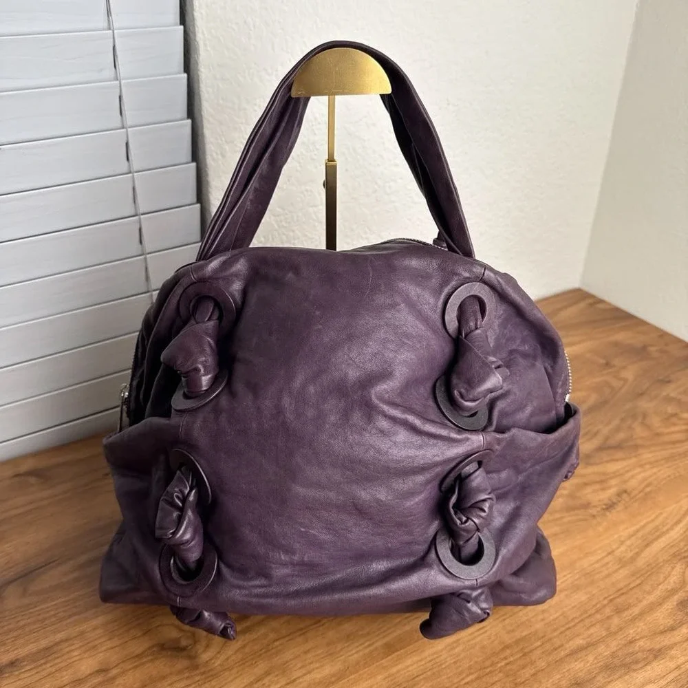 Michael Kors Zuma Y2K Purple Nappa Leather Knotted Satchel UNIQUE
